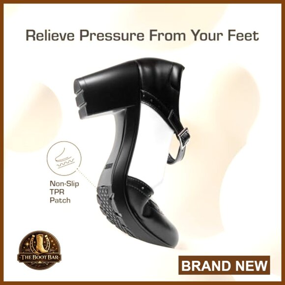 Women's Mary Jane Oxfords with 2.8-Inch Heel, Slip-Resistant Sole - Picture 6 of 7